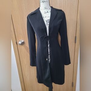 Studio Y Y2k Open Front Tie Longline Blazer Trench Coat